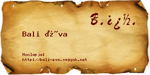 Bali Éva névjegykártya